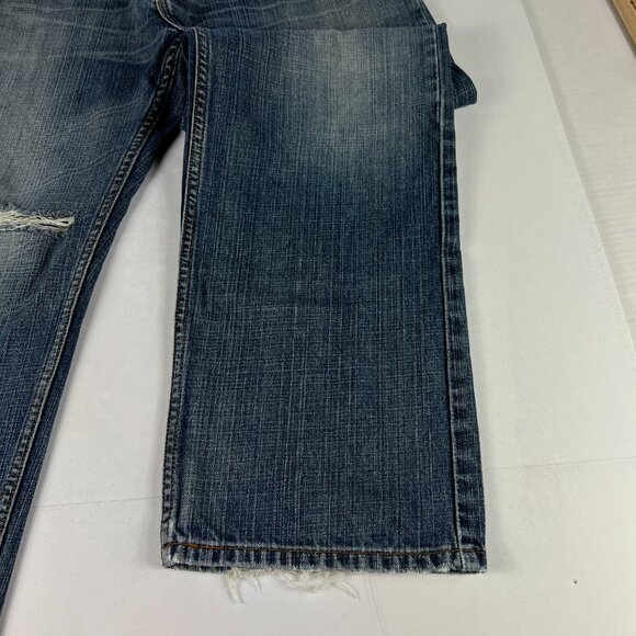 Y2K Levi's Jeans Men's 34x30* 559 Relaxed Straight Blue Thrashed Denim Tag 34x32 - Picture 4 of 16